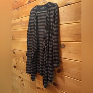Soma Womens Black Brown Striped Open Front Cardigan L